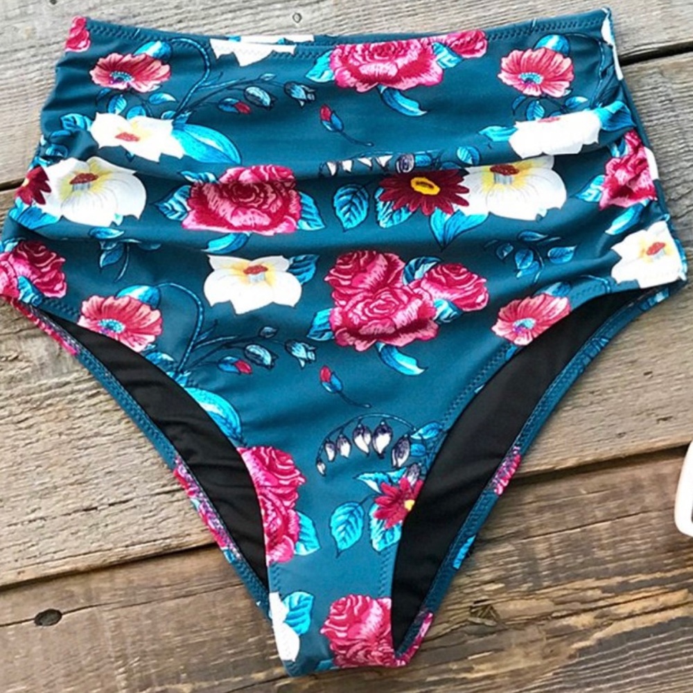 Brand new! High waisted Blue Floral bikini bottoms